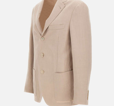 ELEVENTY Blazer in misto lyocell e lino BEIGE Uomo 