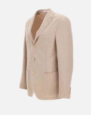 ELEVENTY Blazer in misto lyocell e lino BEIGE Uomo 