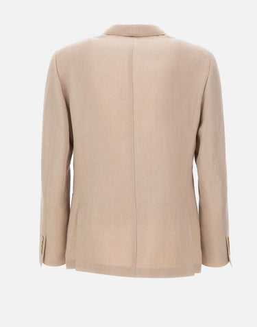 ELEVENTY Blazer in misto lyocell e lino BEIGE Uomo 
