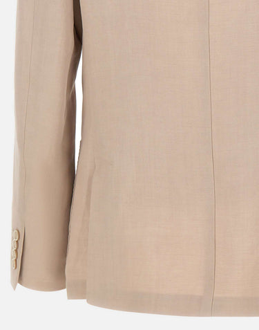 ELEVENTY Blazer in misto lyocell e lino BEIGE Uomo 