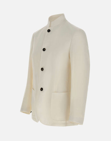 ELEVENTY Blazer con colletto alla coreana WHITE Uomo 
