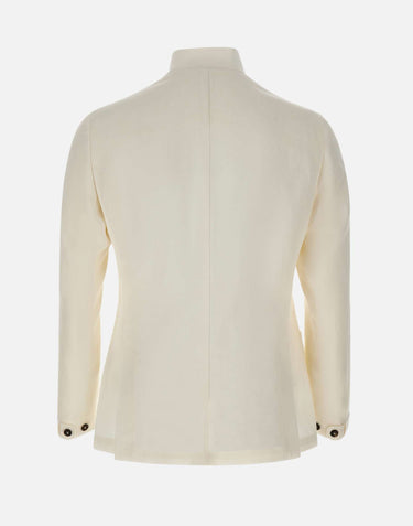 ELEVENTY Blazer con colletto alla coreana WHITE Uomo 