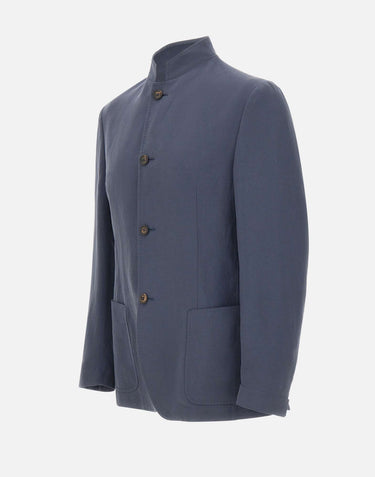 ELEVENTY Blazer con colletto alla coreana BLUE Uomo 