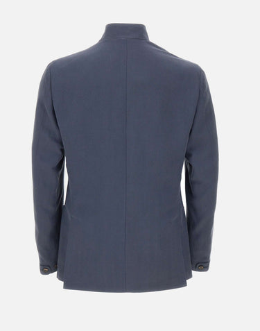 ELEVENTY Blazer con colletto alla coreana BLUE Uomo 