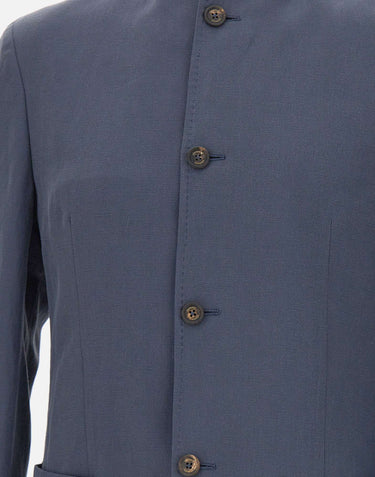 ELEVENTY Blazer con colletto alla coreana BLUE Uomo 
