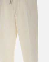 ELEVENTY Pantaloni elasticizzati in cotone WHITE Uomo 