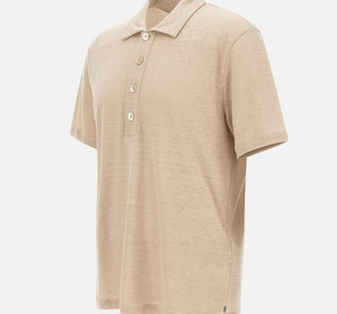 ELEVENTY Polo in lino BEIGE Uomo 