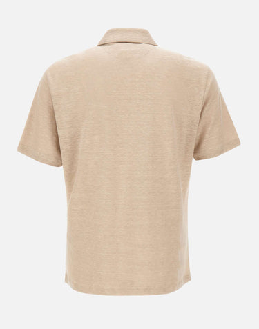 ELEVENTY Polo in lino BEIGE Uomo 