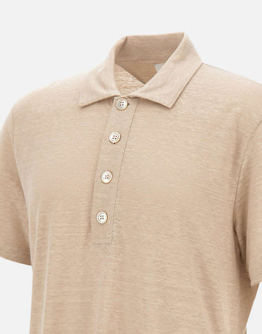ELEVENTY Polo in lino BEIGE Uomo 