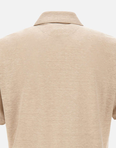 ELEVENTY Polo in lino BEIGE Uomo 