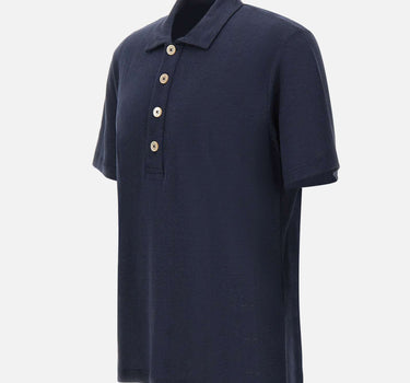 ELEVENTY Polo in lino BLUE Uomo 