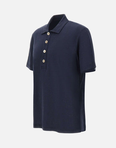 ELEVENTY Polo in lino BLUE Uomo 