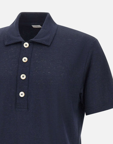 ELEVENTY Polo in lino BLUE Uomo 