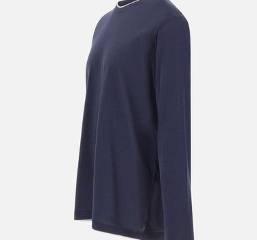 ELEVENTY Maglia con profili a contrasto BLUE Uomo 