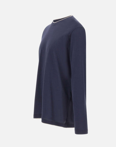 ELEVENTY Maglia con profili a contrasto BLUE Uomo 