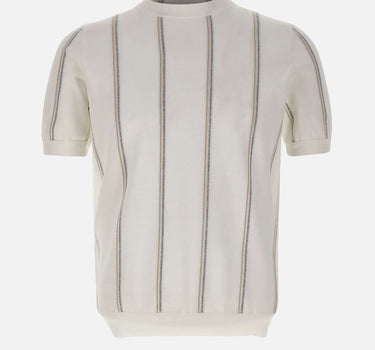 ELEVENTY Maglia in cotone gessata WHITE Uomo 
