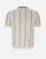 ELEVENTY Maglia in cotone gessata WHITE Uomo 