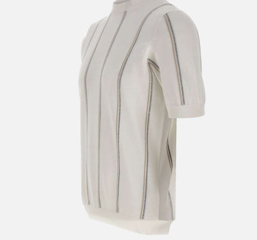ELEVENTY Maglia in cotone gessata WHITE Uomo 