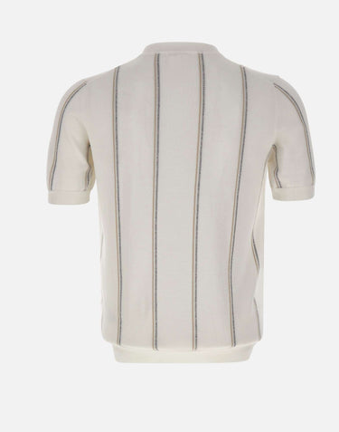 ELEVENTY Maglia in cotone gessata WHITE Uomo 