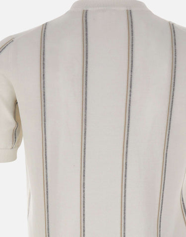 ELEVENTY Maglia in cotone gessata WHITE Uomo 