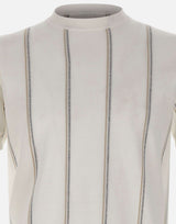 ELEVENTY Maglia in cotone gessata WHITE Uomo 