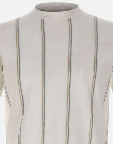 ELEVENTY Maglia in cotone gessata WHITE Uomo 