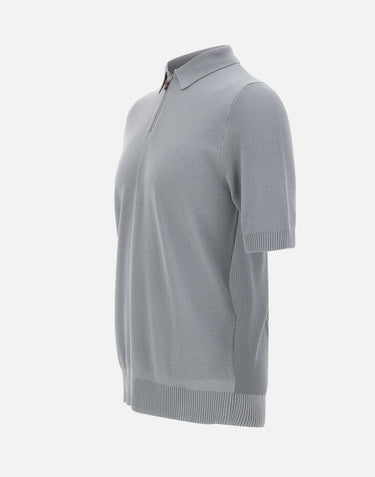 ELEVENTY Polo in cotone con mezza zip GREY Uomo 