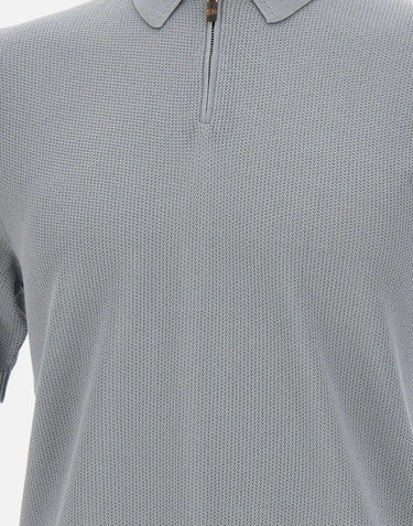 ELEVENTY Polo in cotone con mezza zip GREY Uomo 
