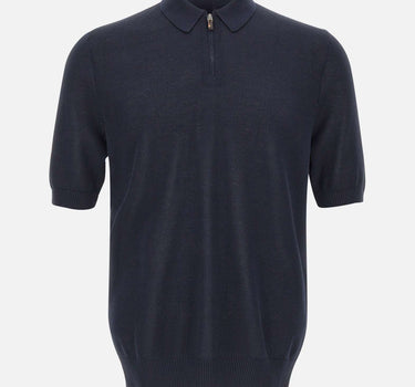 ELEVENTY Polo in cotone con mezza zip BLUE Uomo 