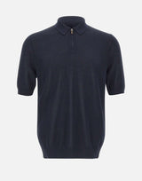 ELEVENTY Polo in cotone con mezza zip BLUE Uomo 