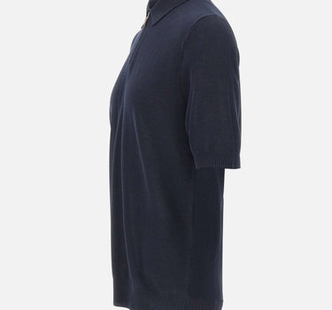 ELEVENTY Polo in cotone con mezza zip BLUE Uomo 