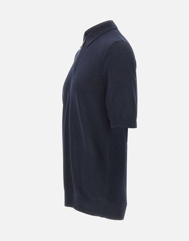 ELEVENTY Polo in cotone con mezza zip BLUE Uomo 