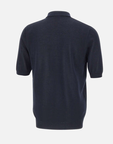 ELEVENTY Polo in cotone con mezza zip BLUE Uomo 