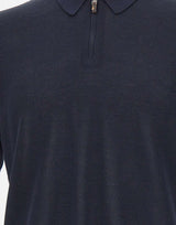 ELEVENTY Polo in cotone con mezza zip BLUE Uomo 