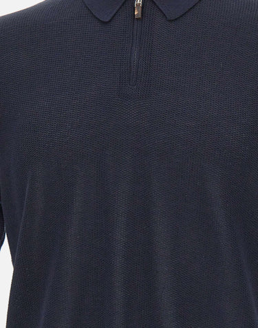 ELEVENTY Polo in cotone con mezza zip BLUE Uomo 