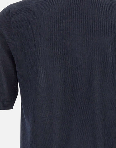 ELEVENTY Polo in cotone con mezza zip BLUE Uomo 
