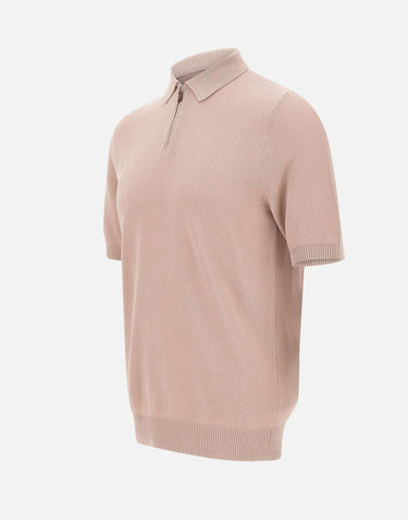 ELEVENTY Polo in cotone con mezza zip Pink Uomo 