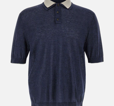 ELEVENTY Polo in misto lino BLUE Uomo 