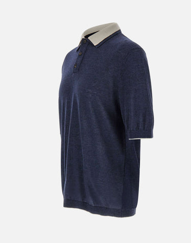 ELEVENTY Polo in misto lino BLUE Uomo 