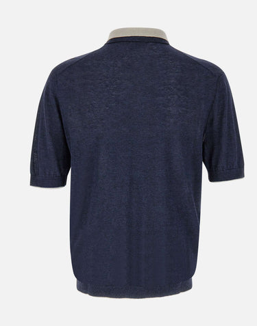 ELEVENTY Polo in misto lino BLUE Uomo 