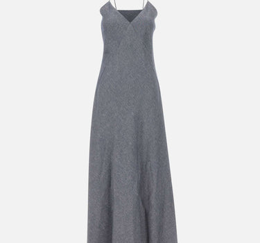 ELEVENTY Abito lungo in misto lino con lurex BLUE Donna 