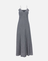 ELEVENTY Abito lungo in misto lino con lurex BLUE Donna 