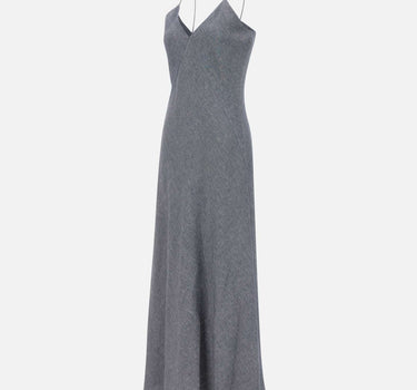 ELEVENTY Abito lungo in misto lino con lurex BLUE Donna 