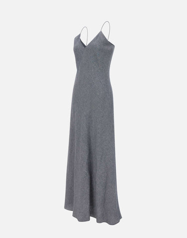 ELEVENTY Abito lungo in misto lino con lurex BLUE Donna 