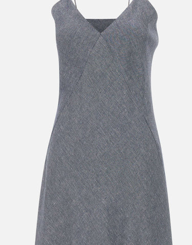 ELEVENTY Abito lungo in misto lino con lurex BLUE Donna 