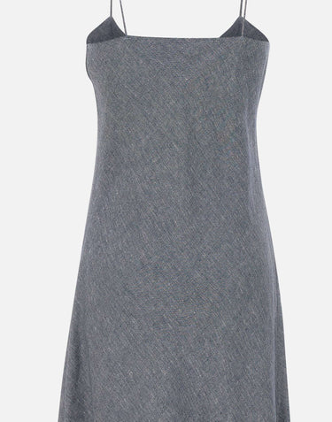 ELEVENTY Abito lungo in misto lino con lurex BLUE Donna 