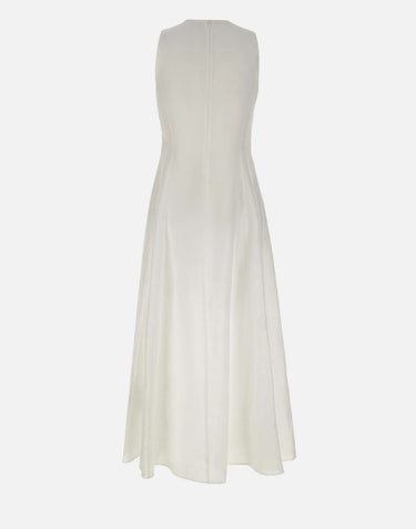 ELEVENTY Abito lungo in lino WHITE Donna 