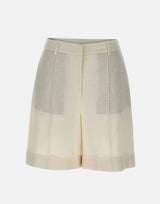ELEVENTY Shorts in misto lino con lurex WHITE Donna 