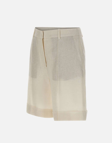 ELEVENTY Shorts in misto lino con lurex WHITE Donna 