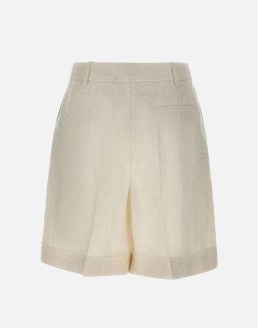 ELEVENTY Shorts in misto lino con lurex WHITE Donna 